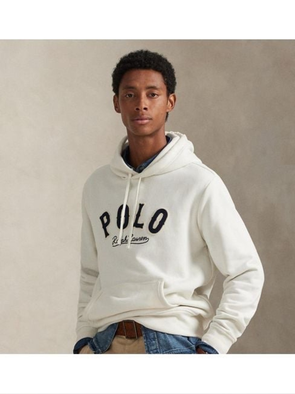 Polo by Ralph Lauren Men's White The Rl Fleece Western-Logo Hoodie